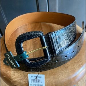 Ralph Lauren Black Croc Embossed Belt